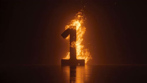 Fiery Number One with Dynamic Flames