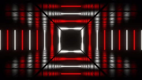 Red And White Lines Move To Center Background Vj Loop In 4K
