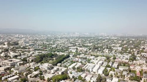 Los Angeles downtown drone view above California skyline urban city landscape