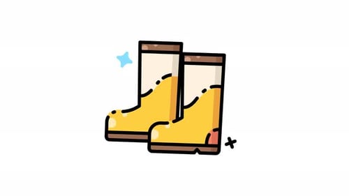 Animated Flat Design Yellow Rain Boots Icon