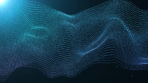 Abstract digital particle wave and lights background, digital effect animation cyber technology. 2