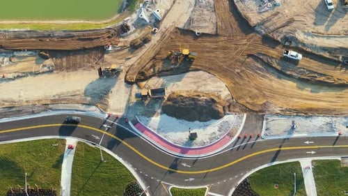 Construcción de rotondas Obras viales en la infraestructura de transporte estadounidense Renovación de la carretera