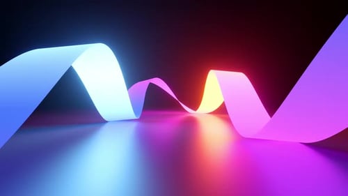 animación 3D en bucle, fondo abstracto con una brillante cinta ondulada de neón.