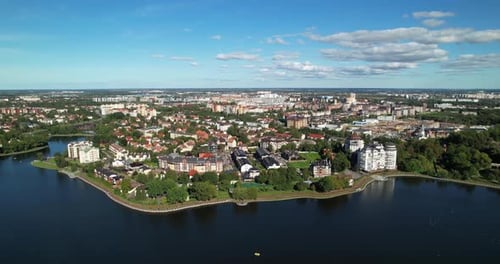 Kaliningrad City Aerial View Green City Streets and Houses