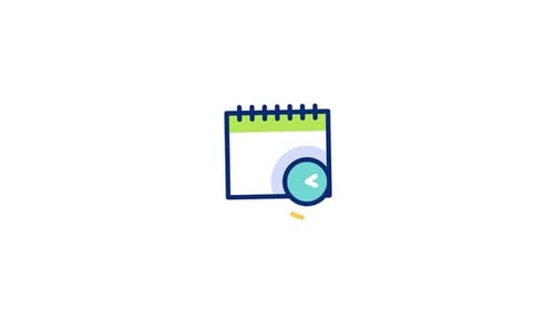 Flat Design Animated Calendar Icon with Clock