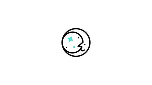Animated Flat Design Moon and Twinkling Star Icon