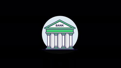 Animated Bank Building Video - Transparent