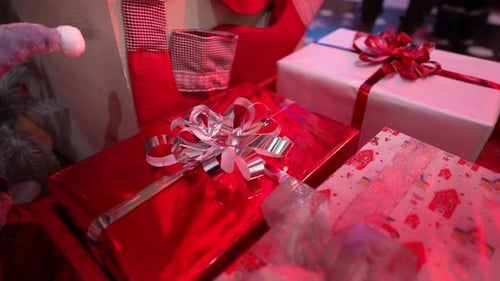 Festive Christmas Gifts with Bows and Ribbons