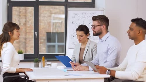 Job Interview Panel Meeting in Bright Modern Office