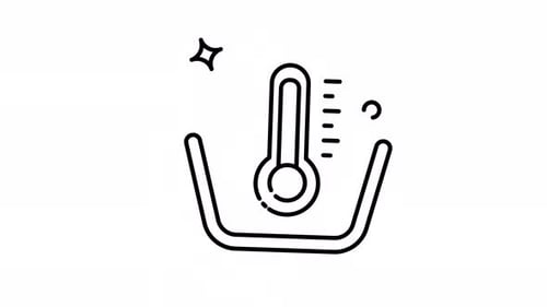 Animated Line Icon: Thermometer Measuring Temperature in Basin