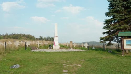 Aerial View of Memorial Cemetery on Javor Mountain, Serbia, Dedicated to Killed Soldiers in War Agai
