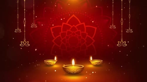 Diwali Celebration Background with Glowing Lamps and Mandala