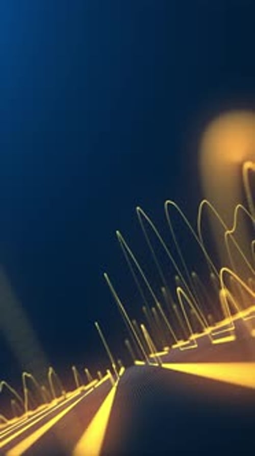 Vídeo vertical - Fundo de movimento de formas de onda senoidal douradas