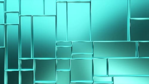 Turquoise Glass Panels Gliding Seamlessly Across Frame Creating Dynamic Geometric Composition with