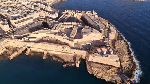 Aerial view of Fort Saint Elmo in Valletta city in Malta, Europe