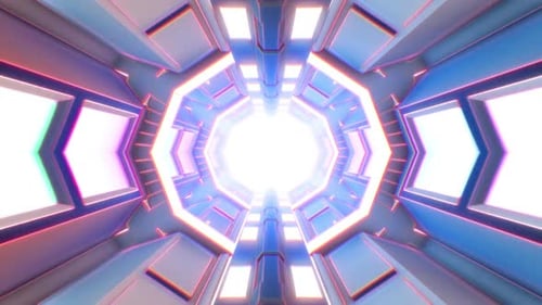 Futuristic Abstract Light Tunnel Seamless Loop Animation