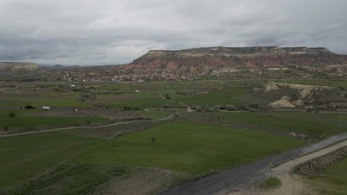 Aerial view of Goreme National Park, Goreme, Cappadocia, Nevsehir, Turkey.
