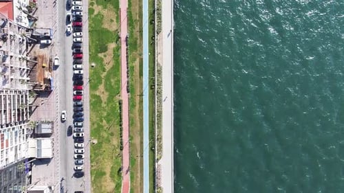 Sea and city aerial view