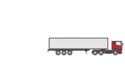 Flat Design Semi Truck and Trailer Connecting Animation