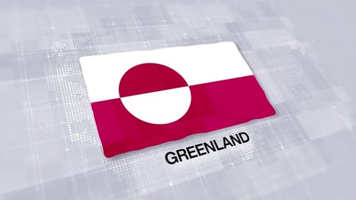 Greenland Flag Waving Animation on Modern Grid Background
