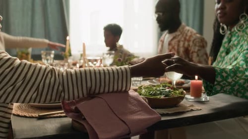 Family Mealtime, Holding Hands in Gratitude