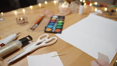 Close Up of Art and Crafting Supplies