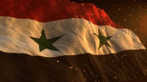 Realistic Waving Flag with Shimmering Particles Background Animation