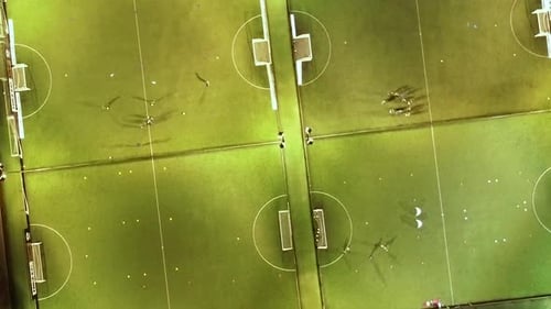 Aerial View of Soccer Fields at Night