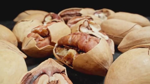 Closeup Macro Footage of Pecans Dolly Shot Using Slider and Macro Probe Lens