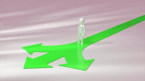 3d Rendered Illustration of a Businessman Walking on a Green Path with Three Arrows Symbolizing