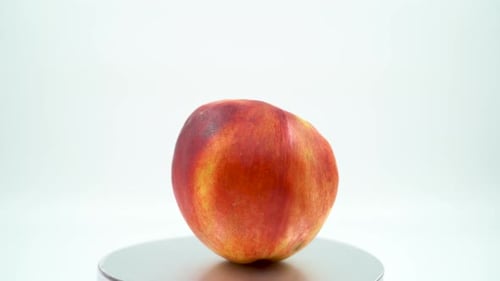 Peach nectarine close up on white background isolated 4K