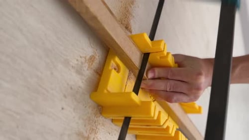 Vertical Video of Wood Cutting Board Construction Macro