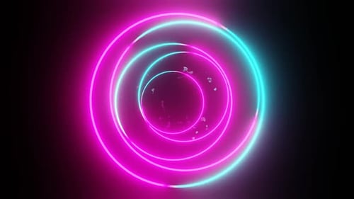 Neon Glowing Abstract Circles Expanding Loop Background