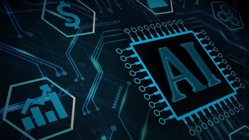 Artificial Intelligence AI Chip Digital Circuit Board Background Animation