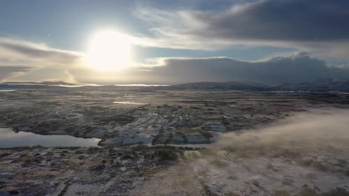 Aerial View of Snow Covered Lough Fad By Portnoo in County Donegal Ireland