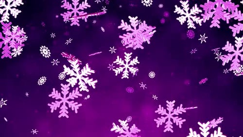 Glowing Falling Snowflakes Holiday Background Loop