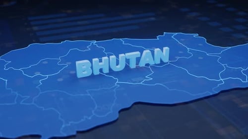 Fond numérique futuriste de la carte du Bhoutan