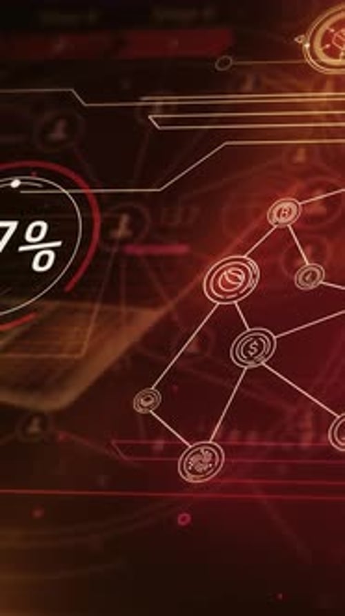 Animated Digital Crypto Space in Red Lighting