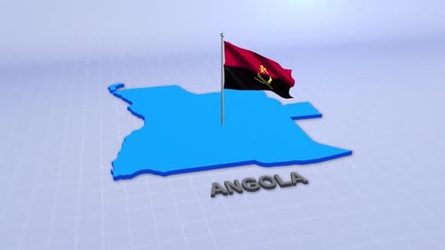 Animated 3D Map of Angola with Waving Flag