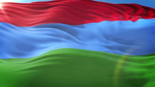 Realistic Waving Flag with Red Blue and Green Stripes