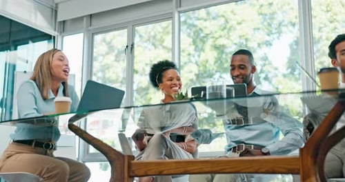 Business meeting, conference room and office teamwork of a project management group working