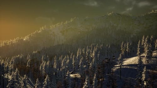 Fog and Snow on Mountain