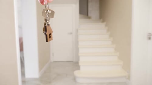 New Home Keys with House Keychain Indoors