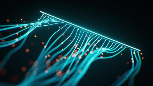 Abstract Neon Data Lines Flowing Digital Background