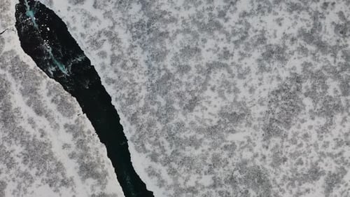 Aerial shot for the river in Iceland