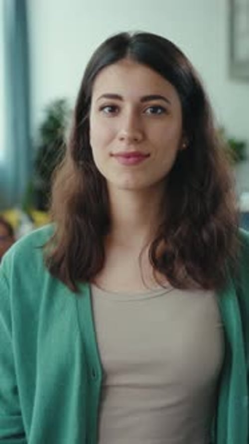 Smiling Woman Portrait Indoors in Office Environment