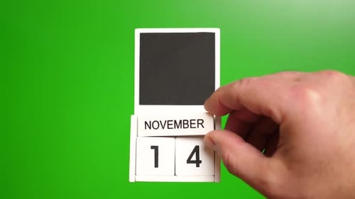 Calendar Flips to November 14 on Green Background