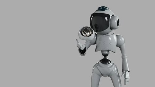 Futuristic 3D Robot Pointing Character Animation