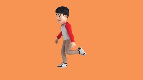 Fun 3D cartoon kid dancing (with alpha channel included)