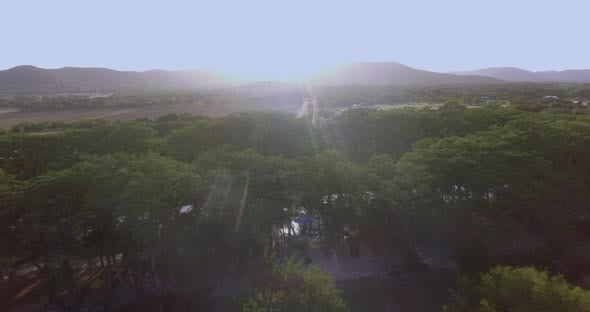 Quiet and calm ranch land in the Texas hill country on a summer late ...